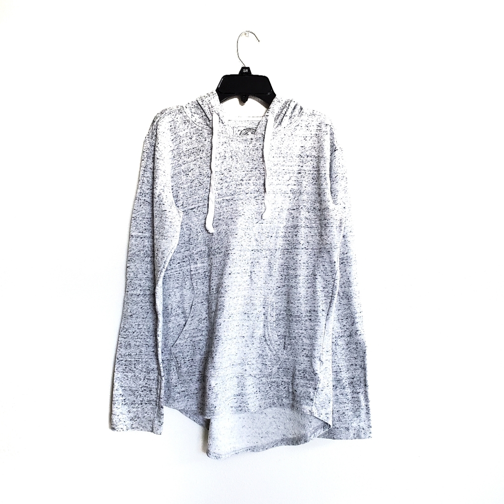 Grey White Patterned Sweater Hoodie